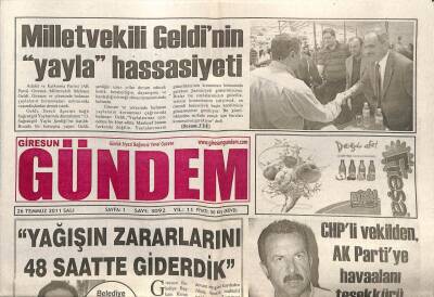 Giresun Gündem Gazetesi 26 Temmuz 2011 - Mehmet Geldinin Yayla Hassasiyeti GZ108777 - 1