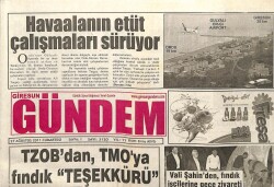 Giresun Gündem Gazetesi 27 Ağustos 2011 - TZOBdan TMOya Fındık Teşekkürü GZ101971 - 1
