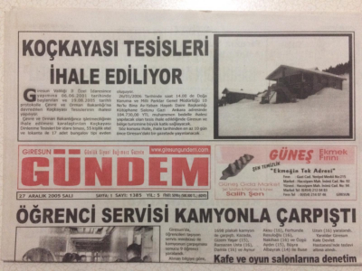 Giresun Gündem Gazetesi 27 Aralık 2005 - Öğrenci Servisi Kamyonla Çarpıştı GZ24019 - 1