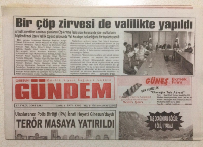 Giresun Gündem Gazetesi 27 Eylül 2005 - Terör Masaya Yatırıldı GZ23957 - 1
