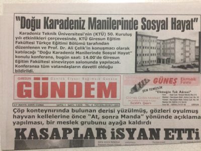 Giresun Gündem Gazetesi 27 Mayıs 2005 - Kasaplar İsyan Etti GZ23983 - 1
