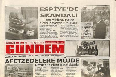 Giresun Gündem Gazetesi 27 Mayıs 2006 - Giresuna 15 Trilyon Ödenek Aktarıldı GZ97224 - 1