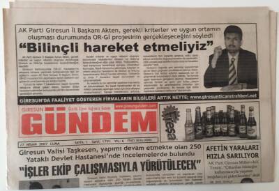 Giresun Gündem Gazetesi 27 Nisan 2007 - Sahil Yolu Işıklanıyor GZ28881 - 1