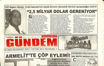 Giresun Gündem Gazetesi 27 Şubat 2006 - Armelitte Çöp Eylemi GZ101528 - 2