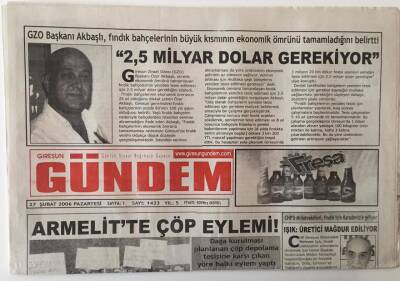 Giresun Gündem Gazetesi 27 Şubat 2006 - Armelitte Çöp Eylemi ! GZ28842 - 1