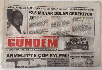 Giresun Gündem Gazetesi 27 Şubat 2006 - Armelitte Çöp Eylemi GZ28896 - 1