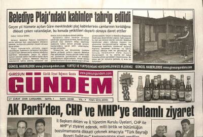 Giresun Gündem Gazetesi 27 Şubat 2008 - AK Partiden MHP Ve CHPye Anlamlı Ziyaret GZ101578 - 1