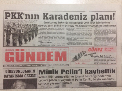 Giresun Gündem Gazetesi 27 Temmuz 2005 - PKKnın Karadeniz Planı! GZ24050 - 1