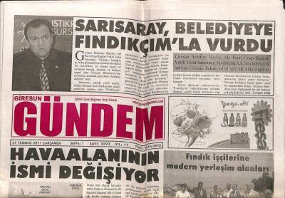 Giresun Gündem Gazetesi 27 Temmuz 2011 - Havaalanının İsmi Değişiyor GZ108114 - 1
