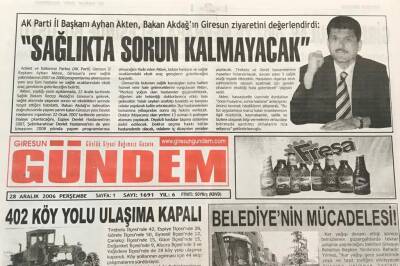 Giresun Gündem Gazetesi 28 Aralık 2006- Kar,Balık Fiyatlarını Artırdı GZ30860 - 1