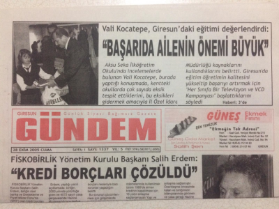 Giresun Gündem Gazetesi 28 Ekim 2005 - Kredi Borçları Çözüldü GZ24103 - 1