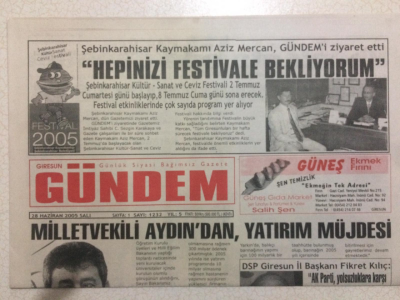 Giresun Gündem Gazetesi 28 Haziran 2005 - Milletvekili Aydından Yatırım Müjdesi GZ24045 - 1