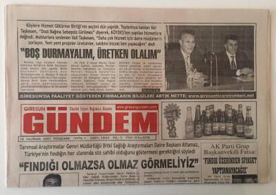 Giresun Gündem Gazetesi 28 Haziran 2007 - Fındığa Olmazsa Olmaz Görmeliyiz GZ31164 - 1