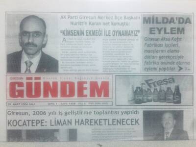 Giresun Gündem Gazetesi 28 Mart 2006 - Kimsenin Ekmeği İle Oynamayız GZ42197 - 1