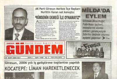 Giresun Gündem Gazetesi 28 Mart 2006 - Liman Hareketlenecek GZ108790 - 1