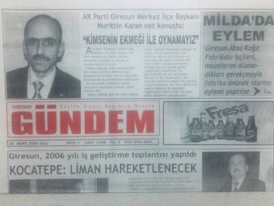Giresun Gündem Gazetesi 28 Mart 2006 - THK Vazgeçilmez Bir Kurumdur GZ42196 - 1