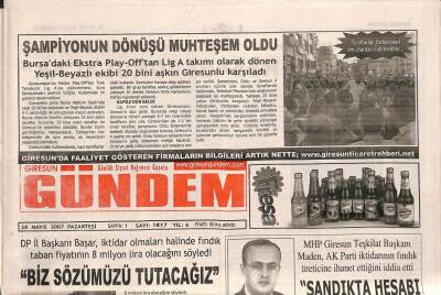 Giresun Gündem Gazetesi 28 Mayıs 2007 - İş Makinesi Kundaklandı - Havaya Ateş Açan Bir Kişi Gözaltına Alındı GZ95428 - 1