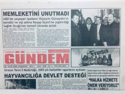 Giresun Gündem Gazetesi 28 Ocak 2006 - Hayvancılığa Devlet Desteği GZ41649 - 1