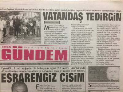 Giresun Gündem Gazetesi 28 Temmuz 2004 - Esrarengiz Cisim GZ32746 - 1