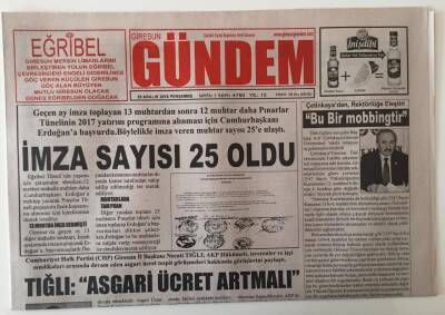 Giresun Gündem Gazetesi 29 Aralık 2016 - Tığlı Asgari Ücret Artmalı GZ28853 - 1