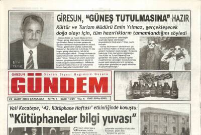 Giresun Gündem Gazetesi 29 Mart 2006 - Giresun Güneş Tutulmasına Hazır GZ108791 - 1