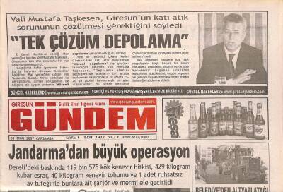Giresun Gündem Gazetesi 3 Ekim 2007 - Vali Mustafa Taşkesen , Giresunun Katı Atık Sorununun Çözülmesi Gerektiğini Söyledi GZ96309 - 1
