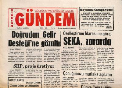 Giresun Gündem Gazetesi 3 Haziran 2003 - SEKA Zararda GZ101557 - 1