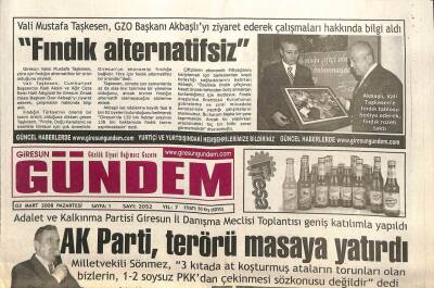 Giresun Gündem Gazetesi 3 Mart 2008 - AK Parti Terörü Masaya Yatırdı GZ101575 - 2