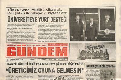 Giresun Gündem Gazetesi 3 Şubat 2006 - Bakan Hüseyin Çelik Giresunda GZ101539 - 1