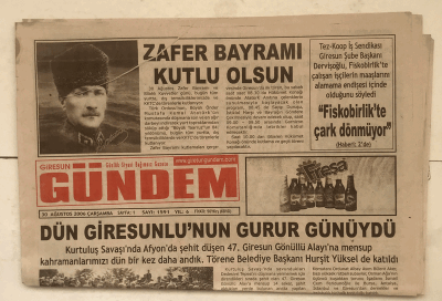 Giresun Gündem Gazetesi 30 Ağustos 2006 - Zafer Bayramı Kutlu Olsun GZ7755 - 1