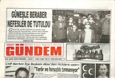 Giresun Gündem Gazetesi 30 Mart 2006 - Güneşle Beraber Nefeslerde Tutuldu GZ108792 - 1