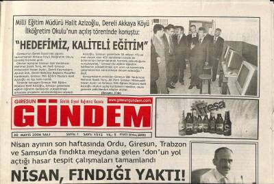 Giresun Gündem Gazetesi 30 Mayıs 2006 - Nisan Fındığı Yaktı GZ97226 - 1