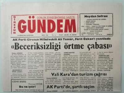Giresun Gündem Gazetesi 30 Nisan 2003 Vali Karadan Turizm Çağrısı -GZ33327 - 1