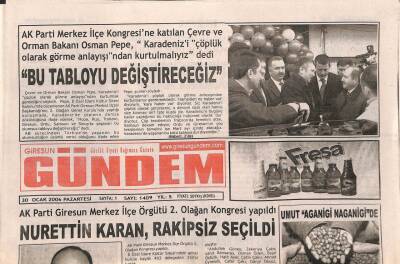 Giresun Gündem Gazetesi 30 Ocak 2006 - Nurettin Karan Rakipsiz Seçildi GZ108354 - 1