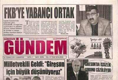 Giresun Gündem Gazetesi 30 Temmuz 2011 - FKBye Yabancı Ortak GZ108085 - 1