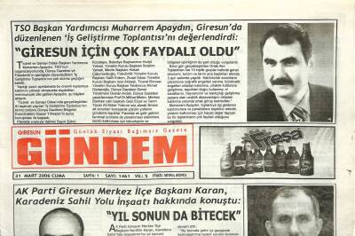 Giresun Gündem Gazetesi 31 Mart 2006 - Ak Parti Giresun Merkez İlçe Başkanı Karan , Karadeniz Sahil Yolu İnşaatı Hakkında Konuştu GZ109293 - 1