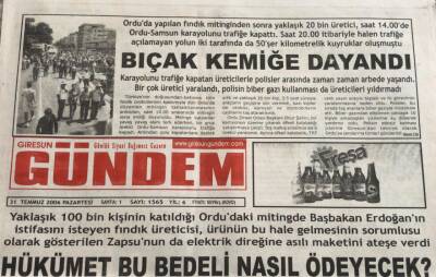 Giresun Gündem Gazetesi 31 Temmuz 2006-TOBB BaşkanıFiskobirliki Dışlamak Diye Bir Şey Yok GZ45711 - 2