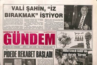 Giresun Gündem Gazetesi 4 Ağustos 2011 - Vali Şahin İz Bırakmak İstiyor GZ108089 - 1