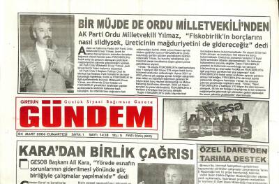 Giresun Gündem Gazetesi 4 Mart 2006 - Karadan Birlik Çağrısı GZ101531 - 2