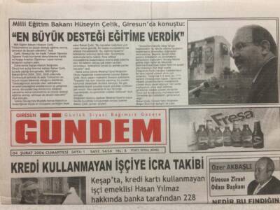 Giresun Gündem Gazetesi 4 Şubat 2006 - Hüseyin Çelik,En Büyük Desteği Eğitime Verdik GZ35468 - 1