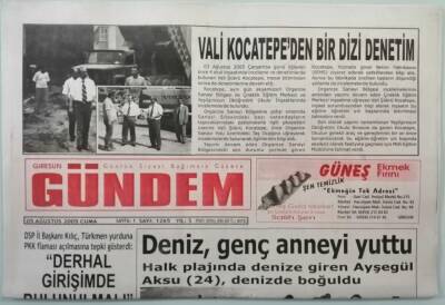 Giresun Gündem Gazetesi 5 Ağustos 2005 Deniz Genç Anneyi Yuttu - GZ44895 - 1