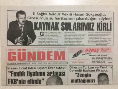 Giresun Gündem Gazetesi 5 Aralık 2005 İl Sağlık Müdürü Kaynak Sularımız Kirli GZ32036 - 1