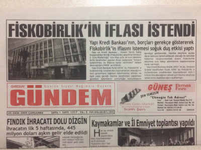 Giresun Gündem Gazetesi 5 Ekim 2005 - Fındık İhracatı Dolu Dizgin GZ23962 - 1