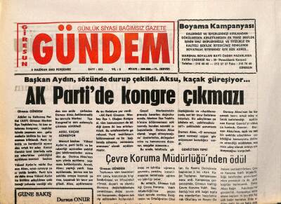 Giresun Gündem Gazetesi 5 Haziran 2003 - AK Partide Kongre Çıkmazı GZ101559 - 2