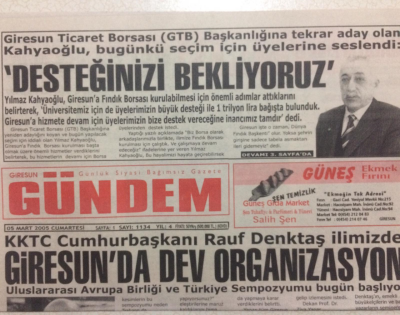 Giresun Gündem Gazetesi 5 Mart 2005 - Giresunda Dev Organizasyon GZ24014 - 1
