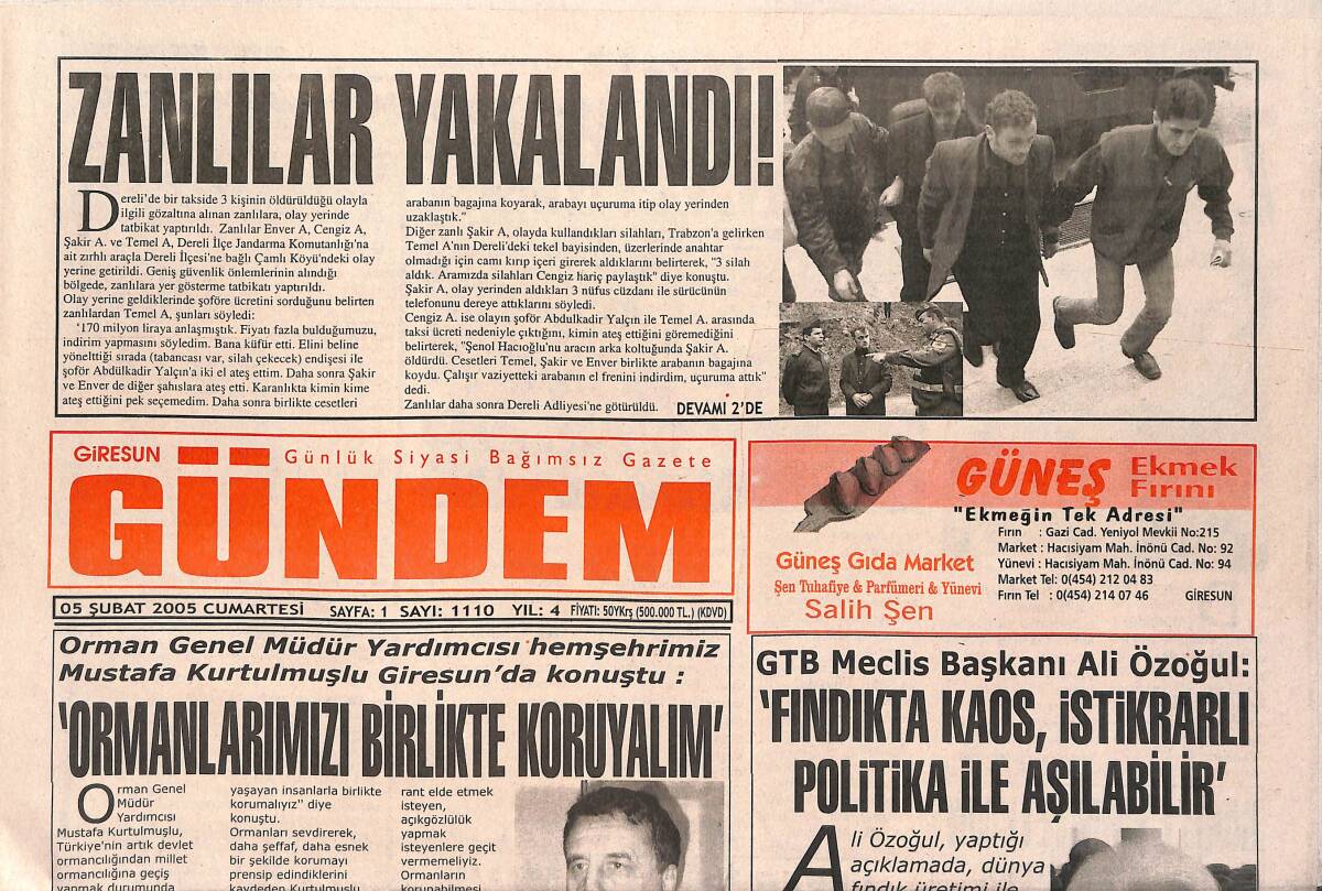 Giresun Gündem Gazetesi 5 Şubat 2005 - Çotanaklar , Galibiyet Peşinde - Bulancakspor , Kendinden Emin GZ157598 - 1