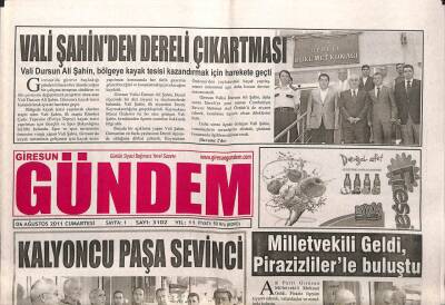 Giresun Gündem Gazetesi 6 Ağustos 2011 - Kalyoncu Paşa Sevinci GZ108099 - 1