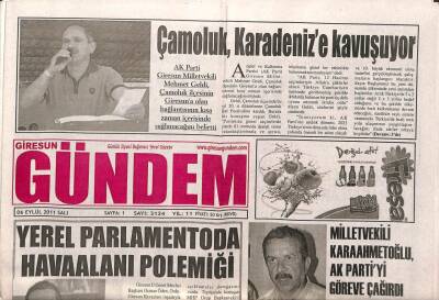 Giresun Gündem Gazetesi 6 Eylül 2011 - Yerel Parlamentoda Havaalanı Polemiği GZ108362 - 1