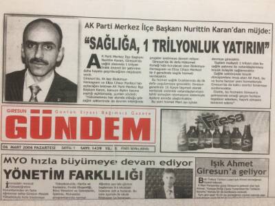 Giresun Gündem Gazetesi 6 Mart 2006 - Sağlığa 1 Trilyon Yatırım GZ35474 - 1