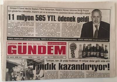 Giresun Gündem Gazetesi 6 Mayıs 2008 - Fındık Kazandırıyor , Ada İçin Ortak Proje GZ28826 - 1